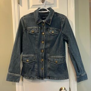 Jones New York Blue and Gold Jean Jacket size S bin4